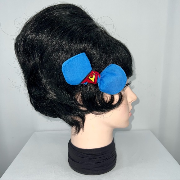 Superman Light Blue Superhero Rockabilly Bandana Knotted Hair Bow - Picture 4 of 11